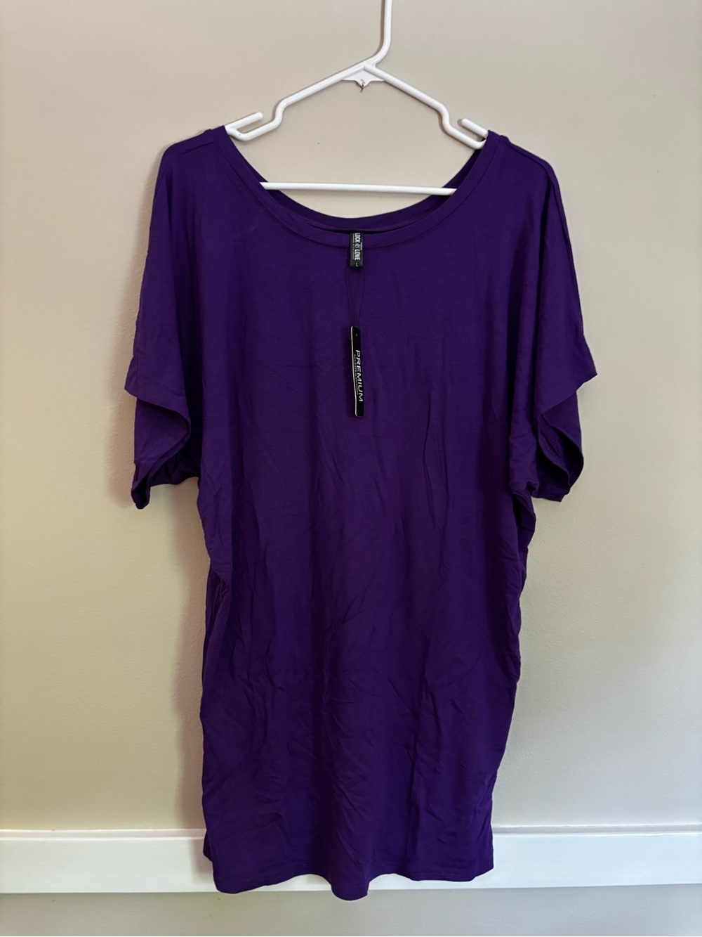 Lock & Love Premium Purple Modal Blend Tunic Top Size Large NWT